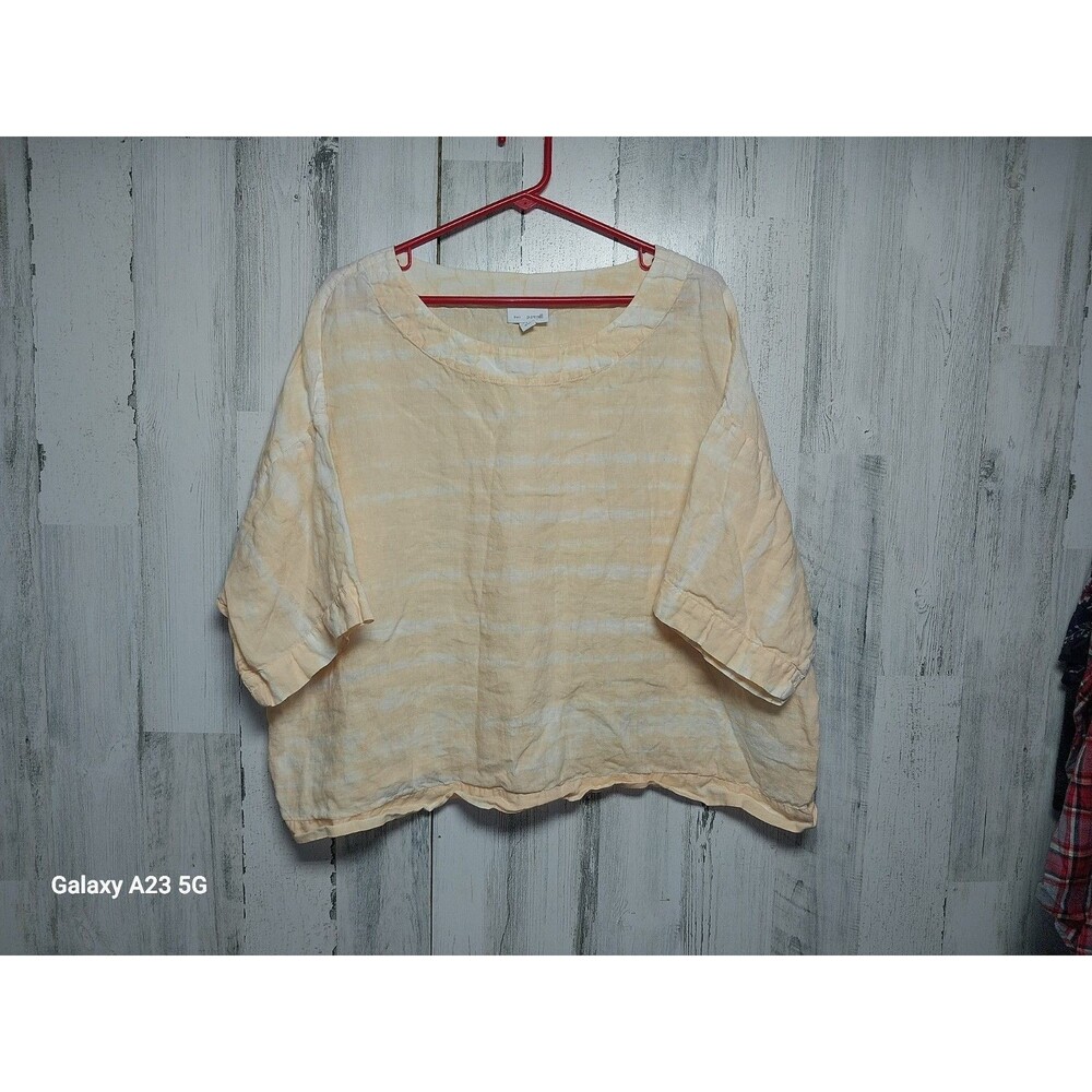 J. Jill Linen Tangerine Orange Shibori Dyed Kimono Linen Oversized Top Size LP